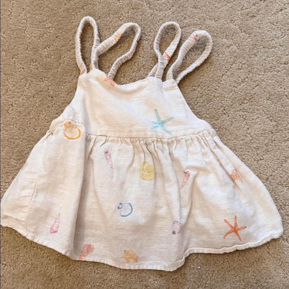 Zara Cream Tank Top with Pastel Sea Motif
